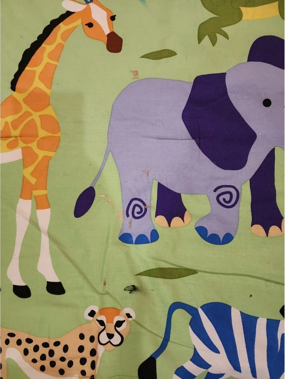 Conford Jungle Animal Childs Print Zoology 100cotton Reversible Olive Kids 63x81